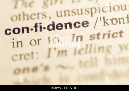 Definition of word confidence in dictionary Stock Photo