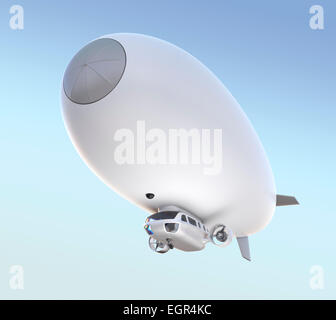 White airship isolated on white background. Clipping path available. Stock Photo