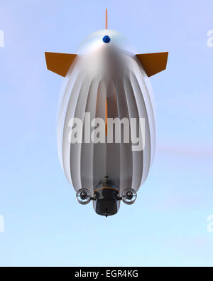 Rear view of silver airship isolated on white background. Clipping path available. Stock Photo