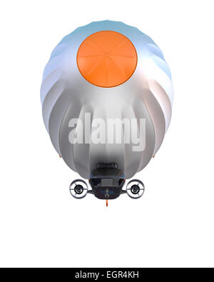 Front view of silver airship. Clipping path available. Stock Photo