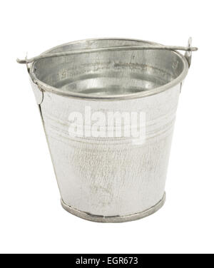 Metallic bucket isolated on white background Stock Photo