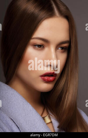 Vogue Style. Portrait of Young Luxurious Posh Woman Stock Photo