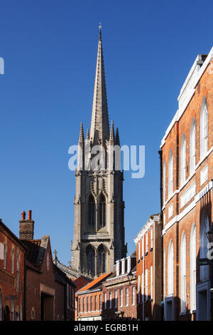 St. James' Church in the market town of Louth, known as 'The Capital of the Lincolnshire Wolds'. February 2015. Stock Photo