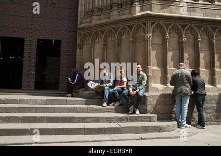 Doors of Santa Maria del Mar main entrance with stone porters or