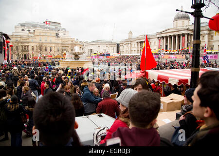 LONDON - FEBRUARY 22nd: unidentified spectators at the Chinese new year celebrations on February the 22nd, 2015, in London, Engl Stock Photo