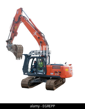 mechanical digger on a white background Stock Photo