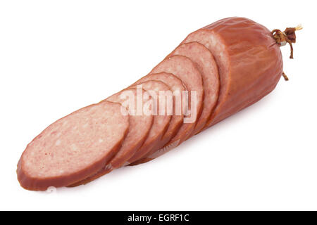 sausage, salami on a white background Stock Photo