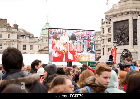 LONDON - FEBRUARY 22nd: unidentified spectators at the Chinese new year celebrations on February the 22nd, 2015, in London, Engl Stock Photo