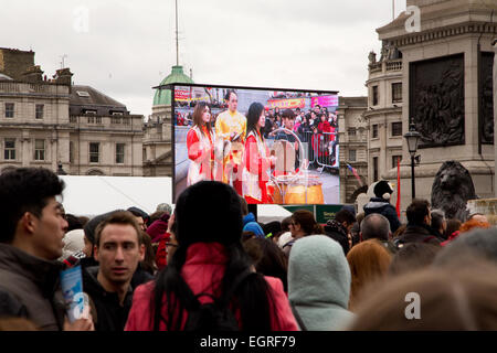 LONDON - FEBRUARY 22nd: unidentified spectators at the Chinese new year celebrations on February the 22nd, 2015, in London, Engl Stock Photo