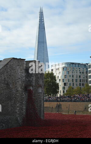 Blood Swept Lands and Seas of Red  - With the Shard and Tower of London Stock Photo