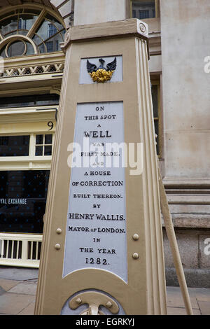 The Pump Stood Over A Well Erected 1799 Outside The Royal Exchange Cornhill City Of London UK Stock Photo