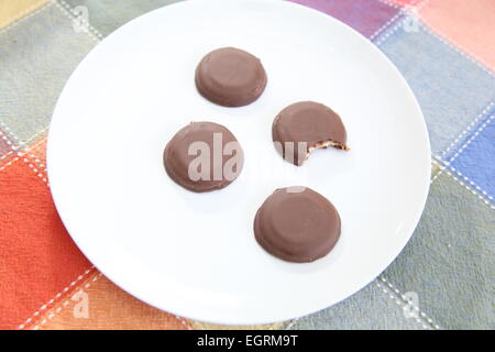 Girl Scout cookies on a plate Stock Photo