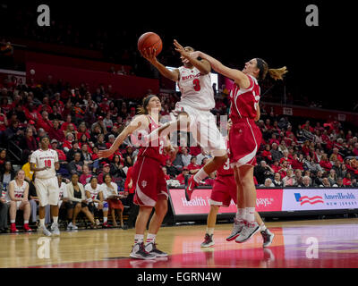 Piscataway, New Jersey, USA. 1st Mar, 2015. Rutgers guard, TYLER SCAIFE (3), drives to the basket against Indiana in a game at the Rutgers Athletic Center in Piscataway, New Jersey. © Joel Plummer/ZUMA Wire/Alamy Live News Stock Photo