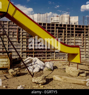 Children slide in the construction works, surreal estate Czech Republic Stock Photo