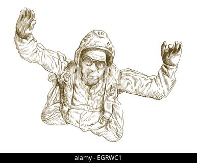 An hand drawn illustration - parachutist Stock Vector Image & Art - Alamy