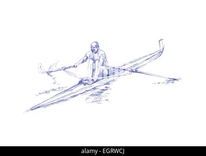 rowing - an hand drawn illustration (line art Stock Vector Art ...