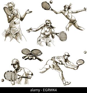 tennis collection - collection of and hand drawn illustrations Stock Vector