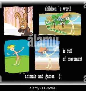 An hand draw  colored illustrations - childrens world Stock Vector