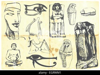 An hand draw  illustration - (black marker technique) - Egyptian collection Stock Vector