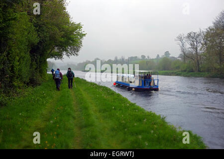 barge river Barrow Graignamanagh Ireland walkers Stock Photo