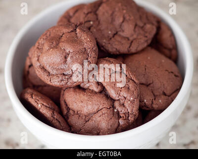 A bowl of homemade chocolate cookies. Stock Photo