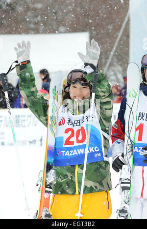 Tazawako, Akita, Japan. 1st Mar, 2015. Satsuki Ito (JPN) Freestyle Skiing : Second placed Satsuki Ito of Japan celebrates after the FIS Freestyle Ski World Cup Women's Dual Moguls in Tazawako, Akita, Japan . © Hiroyuki Sato/AFLO/Alamy Live News Stock Photo