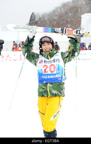 Tazawako, Akita, Japan. 1st Mar, 2015. Satsuki Ito (JPN) Freestyle Skiing : Second placed Satsuki Ito of Japan celebrates after the FIS Freestyle Ski World Cup Women's Dual Moguls in Tazawako, Akita, Japan . © Hiroyuki Sato/AFLO/Alamy Live News Stock Photo