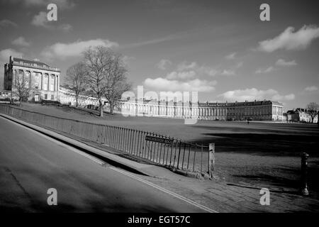 Bath, England, UK - 18 Feb 2015: The Royal Crescent, Bath - fine English architecture in this World Heritage City Stock Photo