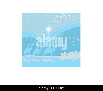 Classic three magic scene and shining star of Bethlehem Stock Vector