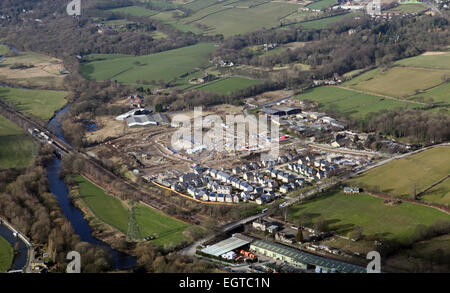 aerial view of greenbelt land development for housing in the UK Stock Photo