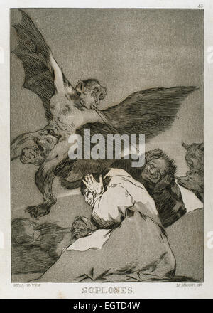 Francisco Goya (1746-1828). Caprices. Plaque 48. Big gusts. Prado Museum. Madrid. Stock Photo