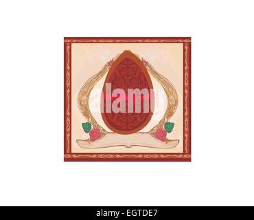 vector illustration of chocolate egg with red bow Stock Vector