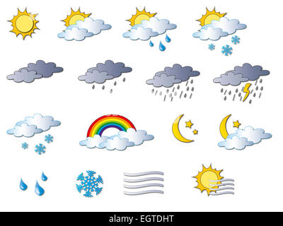 illustration of cartoon weather icons Stock Photo