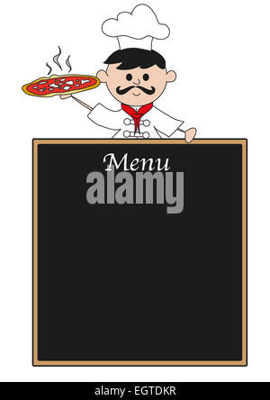 illustration of chef with blackboard Stock Photo