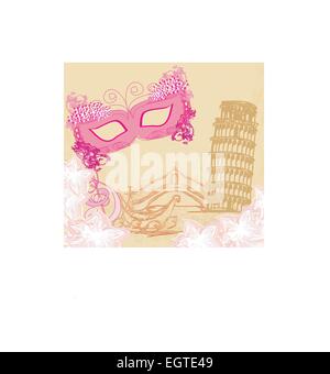 symbols italians - the carnival mask, Venice, gondola and  Pisa tower Stock Vector