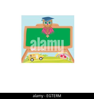 cute back to school illustration with owl Stock Vector