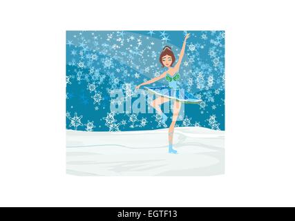 Abstract card with a beautiful figure skater Stock Vector