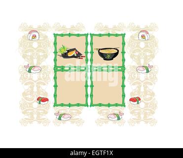 template of traditional Japanese food menu Stock Vector