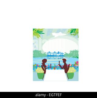 romantic date on a tropical beach Stock Vector