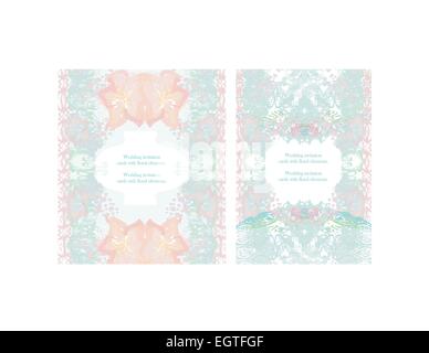 Wedding invitation cards with floral elements. Stock Vector