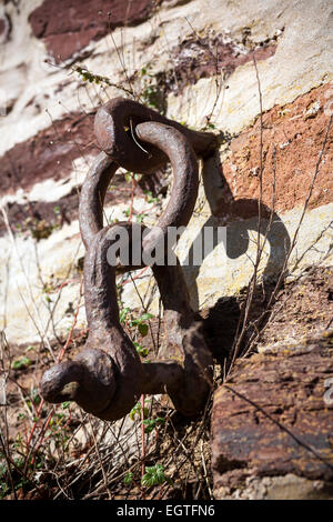 hook in wall,iron mooring in wall, Stock Photo