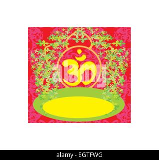 om aum symbol on a red background Stock Vector