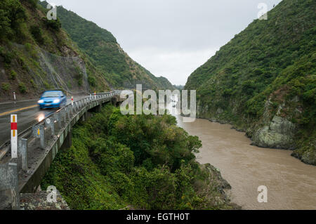 Manawatu River gorge, State Highway 3, Napier Road, North Island, New Zealand. Stock Photo