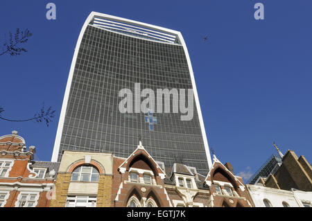 The Ancient and Modern skyline of the City of London with The Walkie Talkie Building and older buildings in Cheapside London Stock Photo