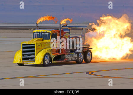 Shockwave Jet Truck with actual jet engine races at 2015 Yuma Air Show Stock Photo