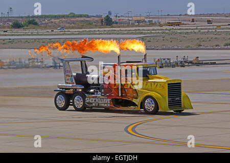 Shockwave Jet Truck with actual jet engine races at 2015 Yuma Air Show Stock Photo