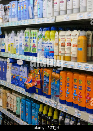 Sunscreen Aisle, CVS Drugstore in Tampa, Florida, USA Stock Photo