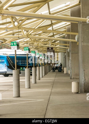 Shuttle Bus Pick Up Area, Orlando International Airport, Orlando, FL, USA Stock Photo