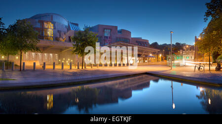 Twilight image of the Scottish parliament building in Edinburgh, Scotland Stock Photo