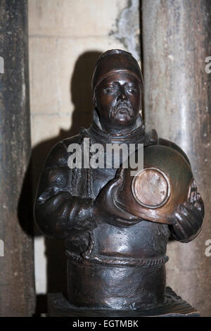 Statue of William Walker MVO (1869–1918): the diver 'who saved' Winchester Cathedral. UK. Stock Photo